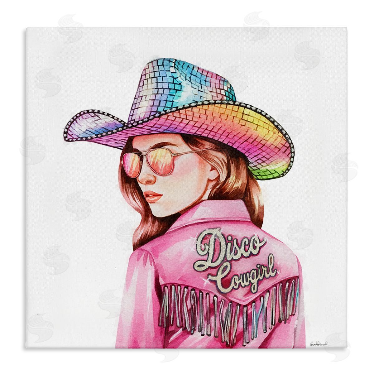 Pink Disco Cowgirl Canvas Wall Art, Home Decor by Amanda Greenwood