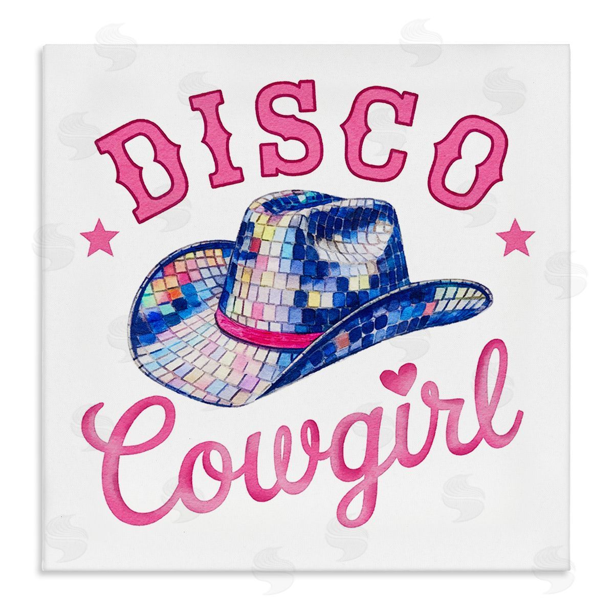 Disco Cowgirl & Hat Canvas Wall Art, Home Decor by Amanda Greenwood