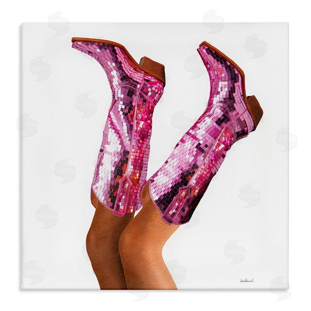 Pink Glam Cowgirl Boots Canvas Wall Art, Home Decor by Amanda Greenwood