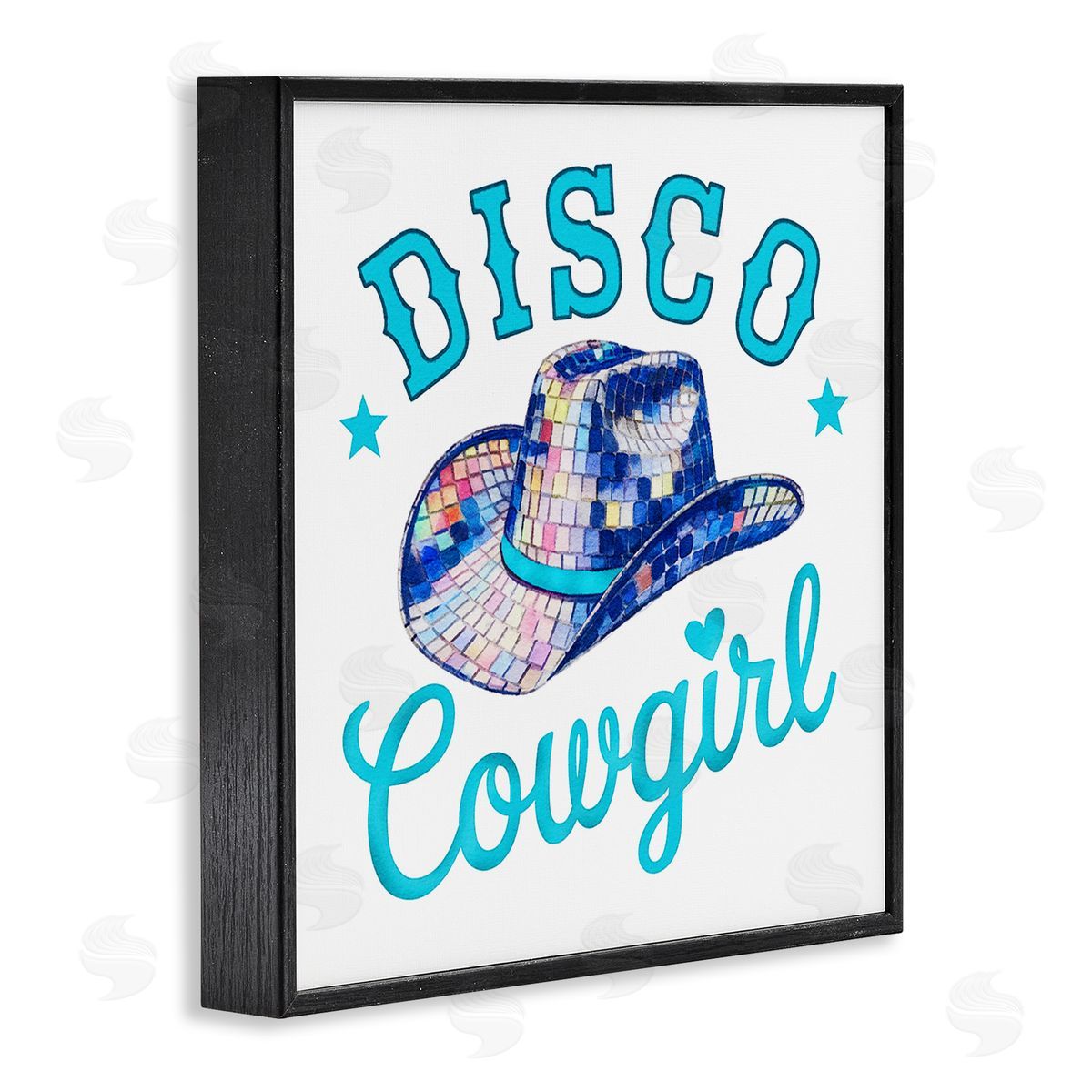 Turquoise Disco Cowgirl Black Frame Print Wall Art, Home Decor by Amanda Greenwood