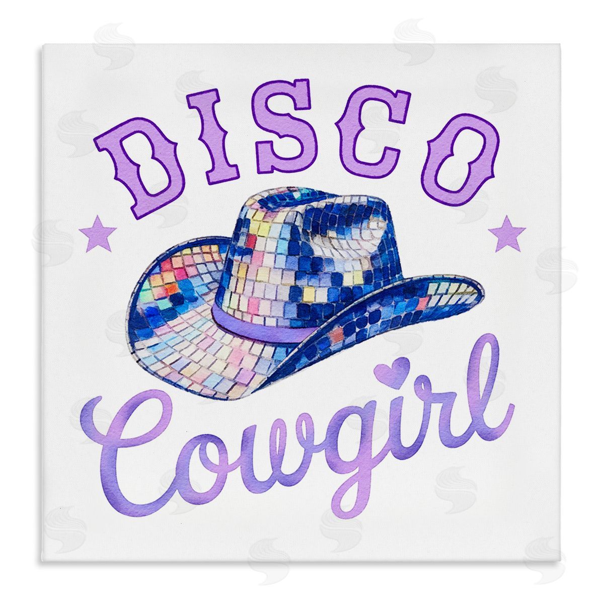 Purple Disco Cowgirl Hat Canvas Wall Art, Home Decor by Amanda Greenwood