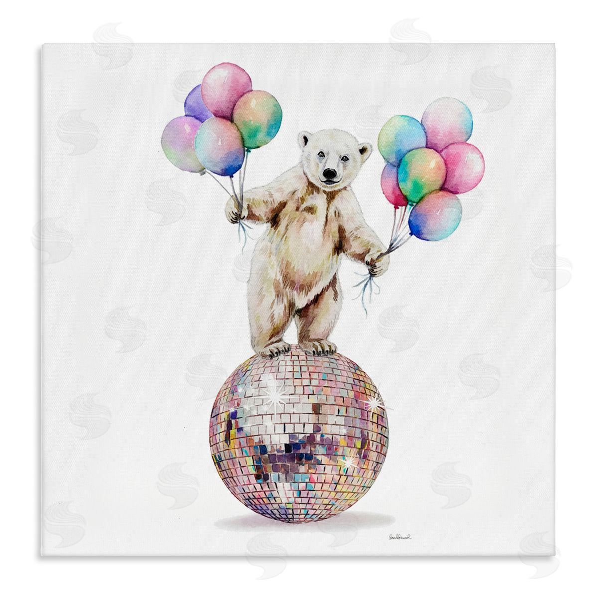 Polar Bear & Balloons Canvas Wall Art, Home Decor by Amanda Greenwood