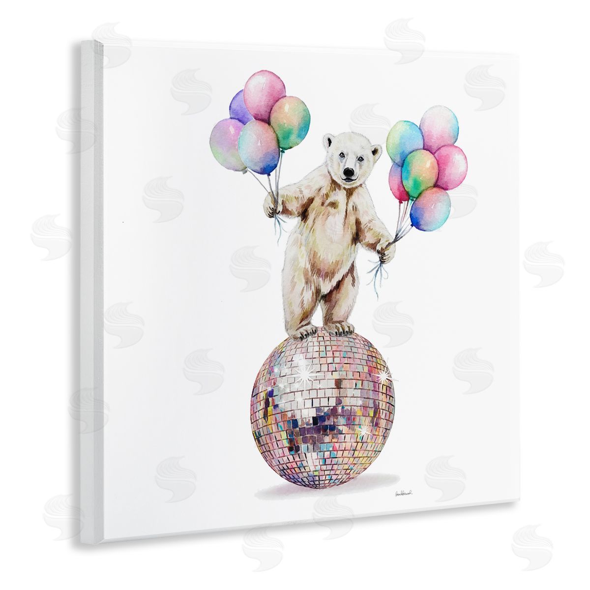 Polar Bear & Balloons Wood Plaque Wall Art, Home Decor by Amanda Greenwood