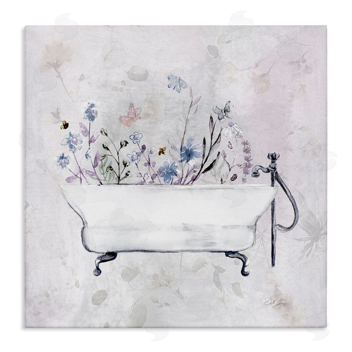 Antique Bathtub Botanicals Canvas Wall Art, Home Decor by Stella Chang