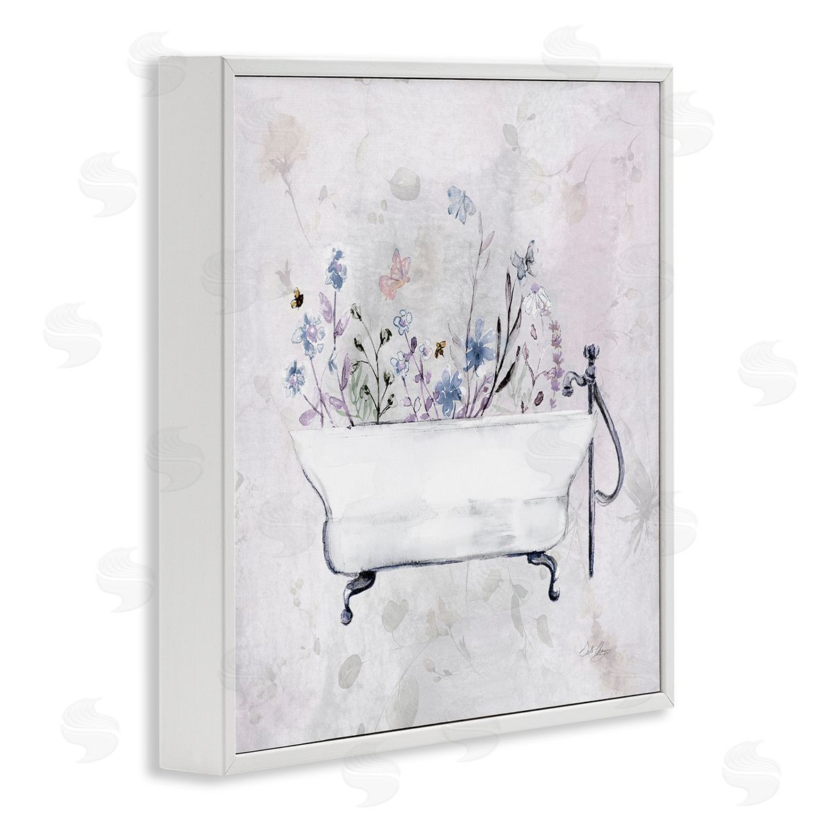 Antique Bathtub Botanicals White Frame Print Wall Art, Home Decor by Stella Chang
