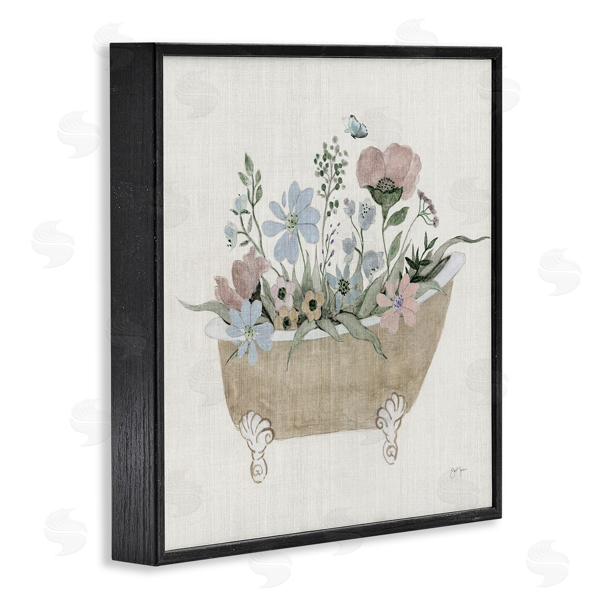 Rustic Botanicals in Tub Black Frame Print Wall Art, Home Decor by Janet Tava