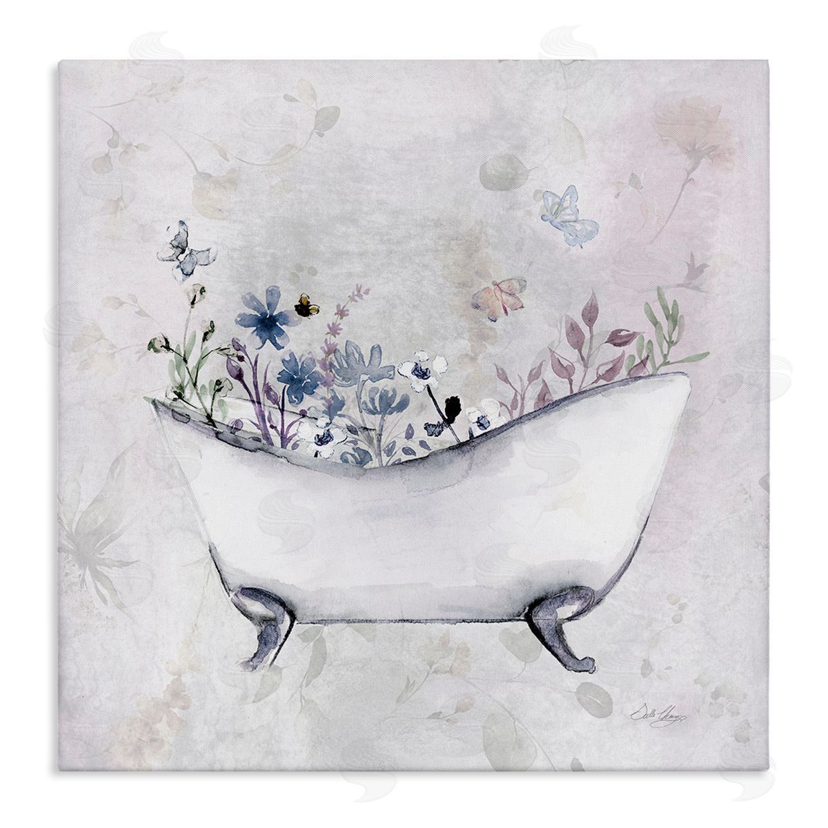 Delicate Bath with Botanics Canvas Wall Art, Home Decor by Stella Chang