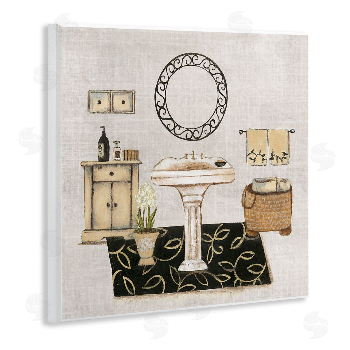 Vintage Luxurious Bathroom Wood Plaque Wall Art, Home Decor by Janet Tava