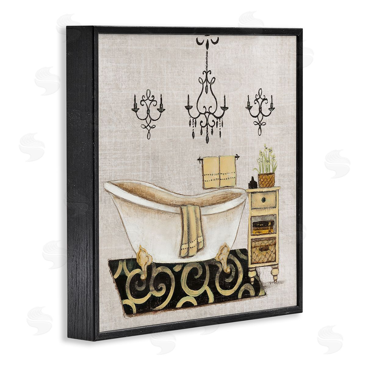 Vintage Luxurious Bathroom Tub Black Frame Print Wall Art, Home Decor by Janet Tava