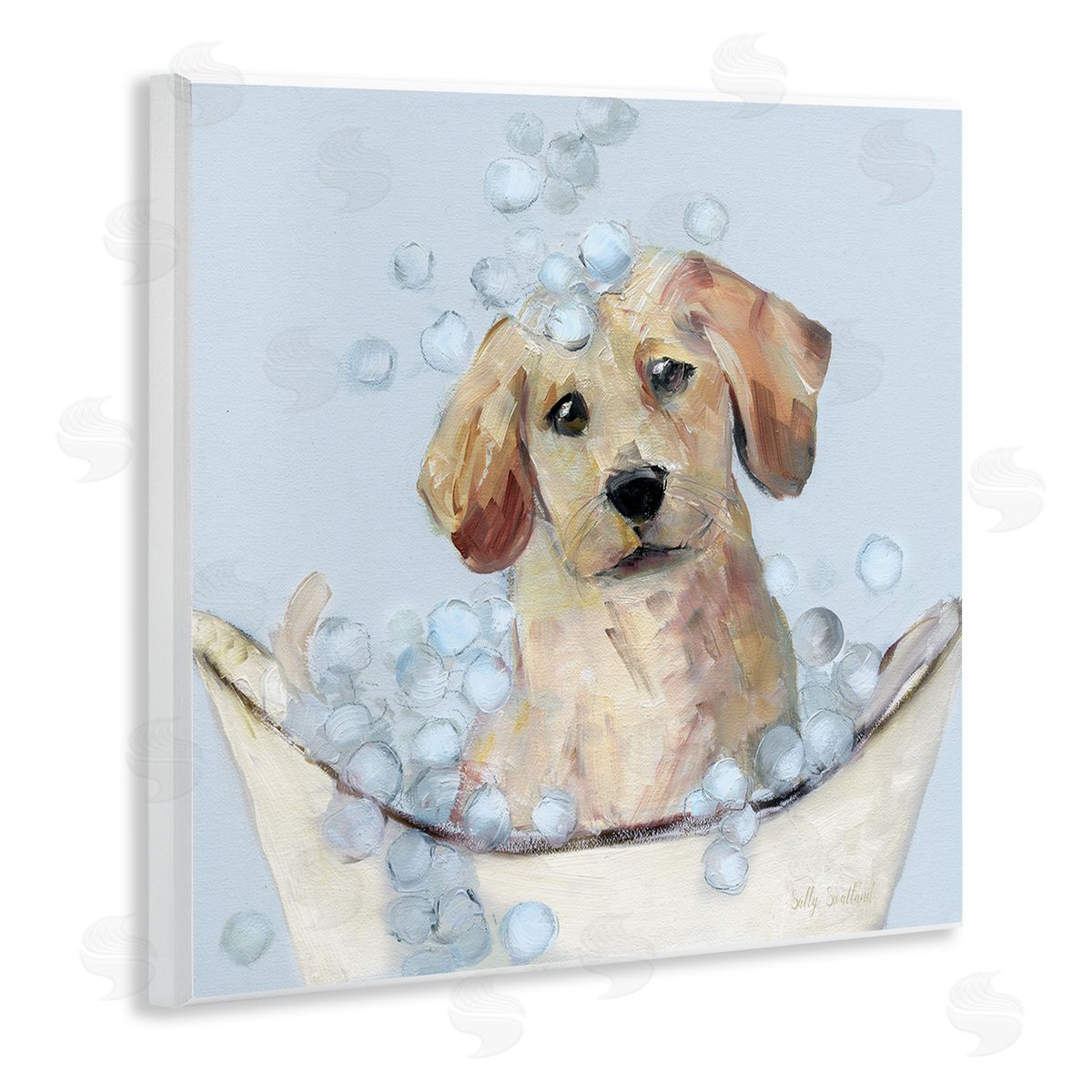 Bubble Bath Lab Puppy Wood Plaque Wall Art, Home Decor by Sally Swatland