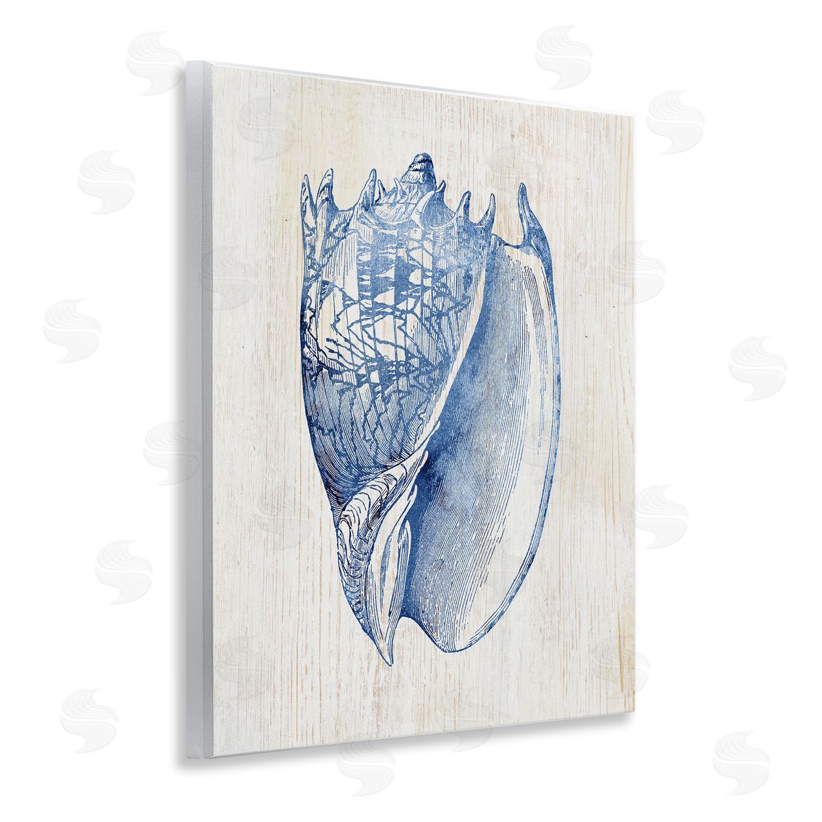 Nautical Soft Blue Conch Wood Plaque Wall Art, Home Decor by Susan Arnot