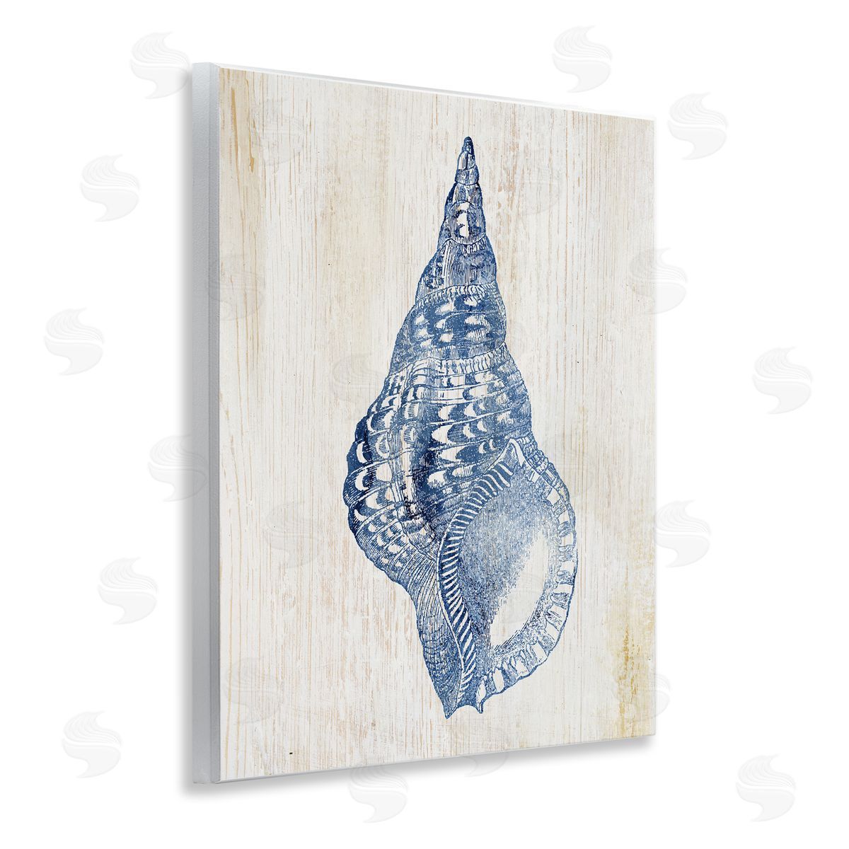 Tranquil Blue Shell Wood Plaque Wall Art, Home Decor by Susan Arnot