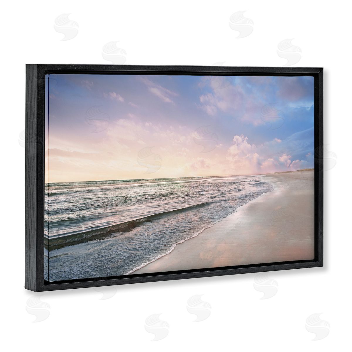 Receding Beach Shore Black Floating Frame Canvas Wall Art, Home Decor by Natalie Carpentieri