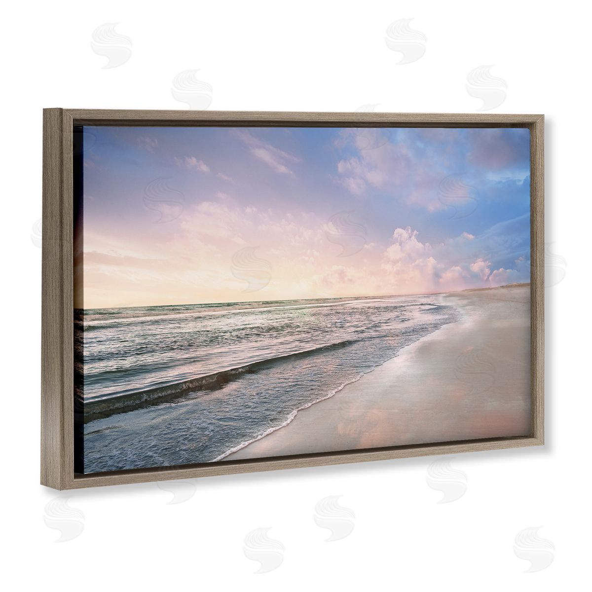 Receding Beach Shore Brown Floating Frame Canvas Wall Art, Home Decor by Natalie Carpentieri