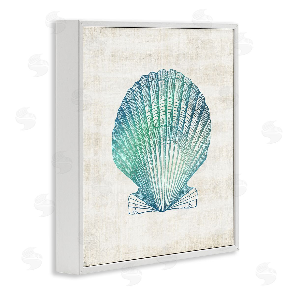 Gradient Clam Seashell White Frame Print Wall Art, Home Decor by Susan Arnot