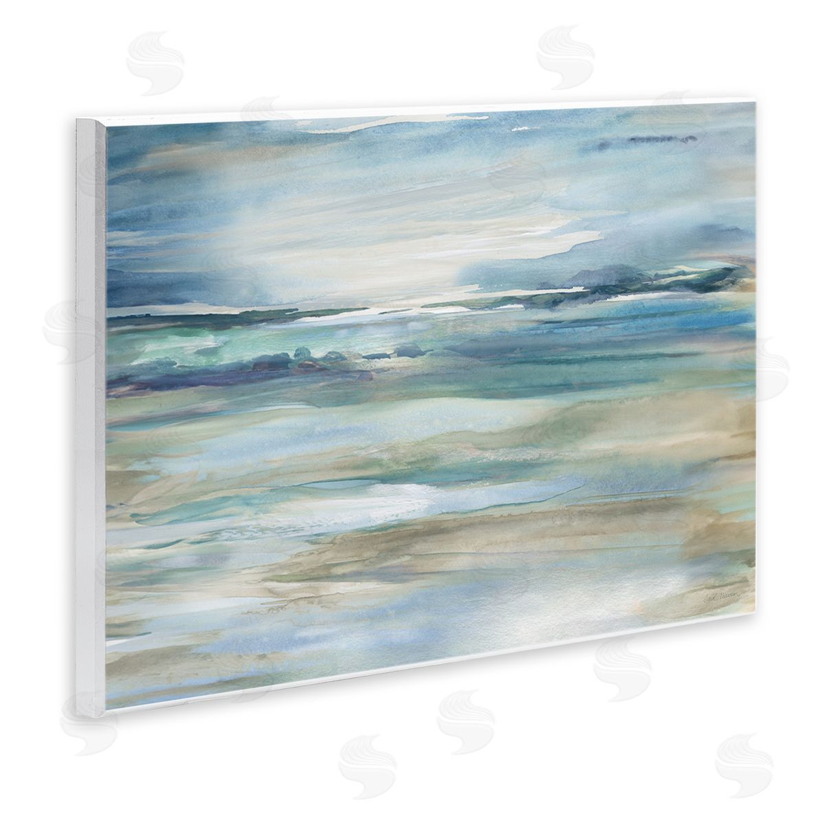 Gradient Ocean Waves Wood Plaque Wall Art, Home Decor by Carol Robinson