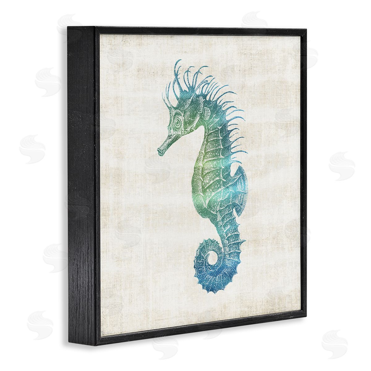 Ombre Seahorse Expression Black Frame Print Wall Art, Home Decor by Susan Arnot