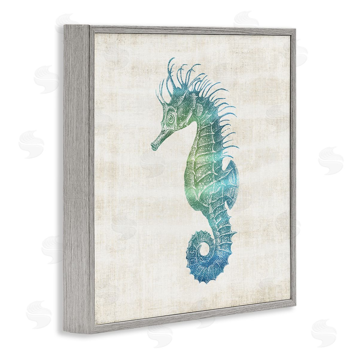 Ombre Seahorse Expression Grey Frame Print Wall Art, Home Decor by Susan Arnot