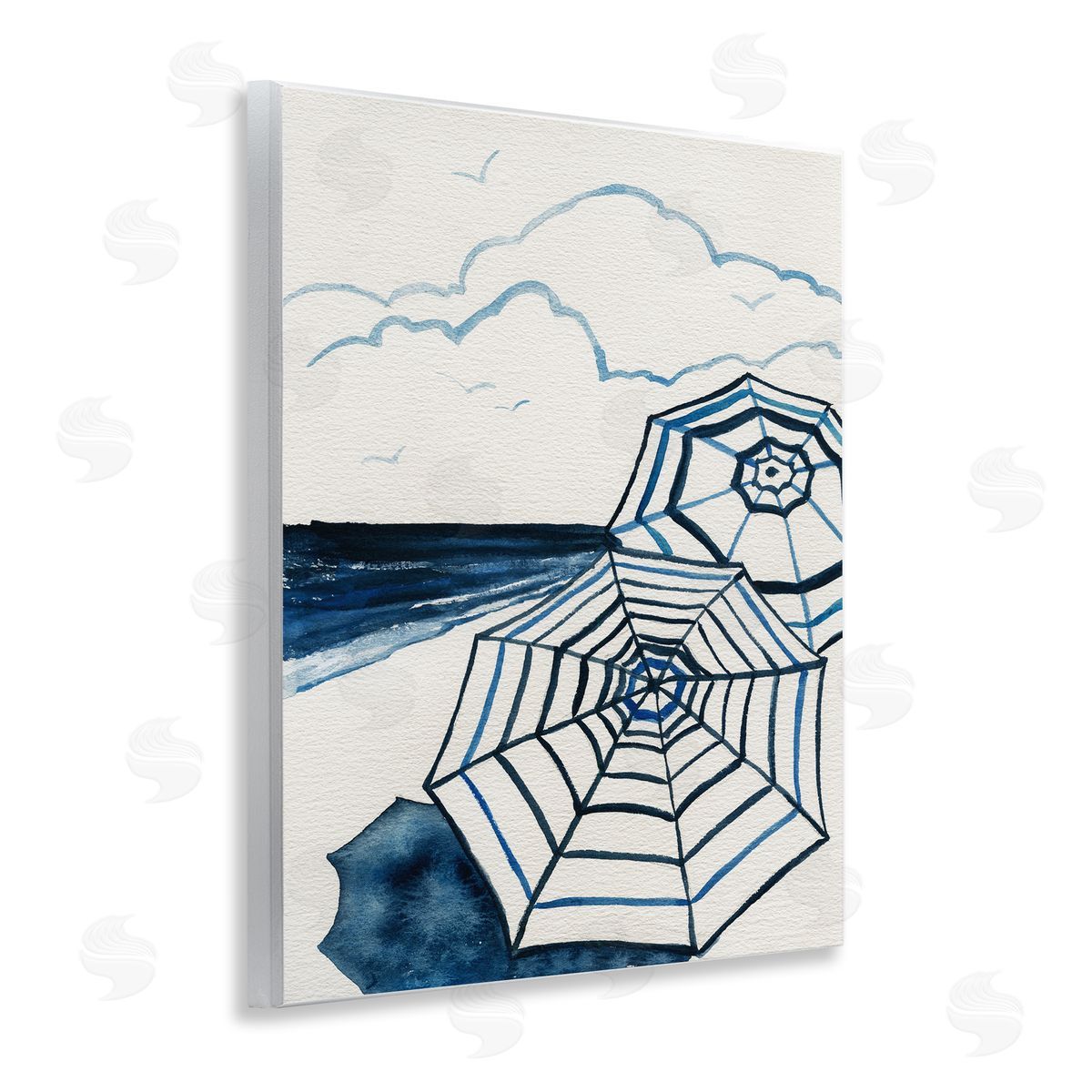 Umbrellas on Minimal Beach Wood Plaque Wall Art, Home Decor by Carol Robinson
