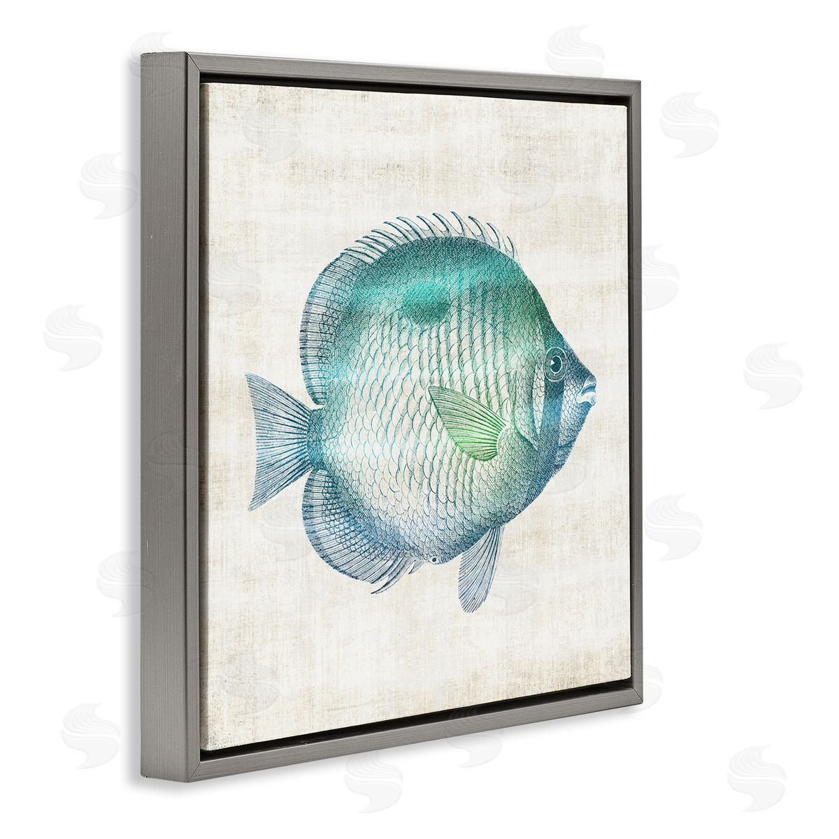Fish Impression Sea Life Grey Floating Frame Canvas Wall Art, Home Decor by Susan Arnot
