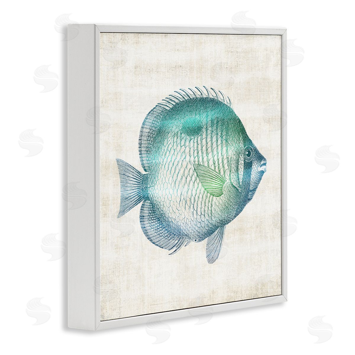 Fish Impression Sea Life White Frame Print Wall Art, Home Decor by Susan Arnot
