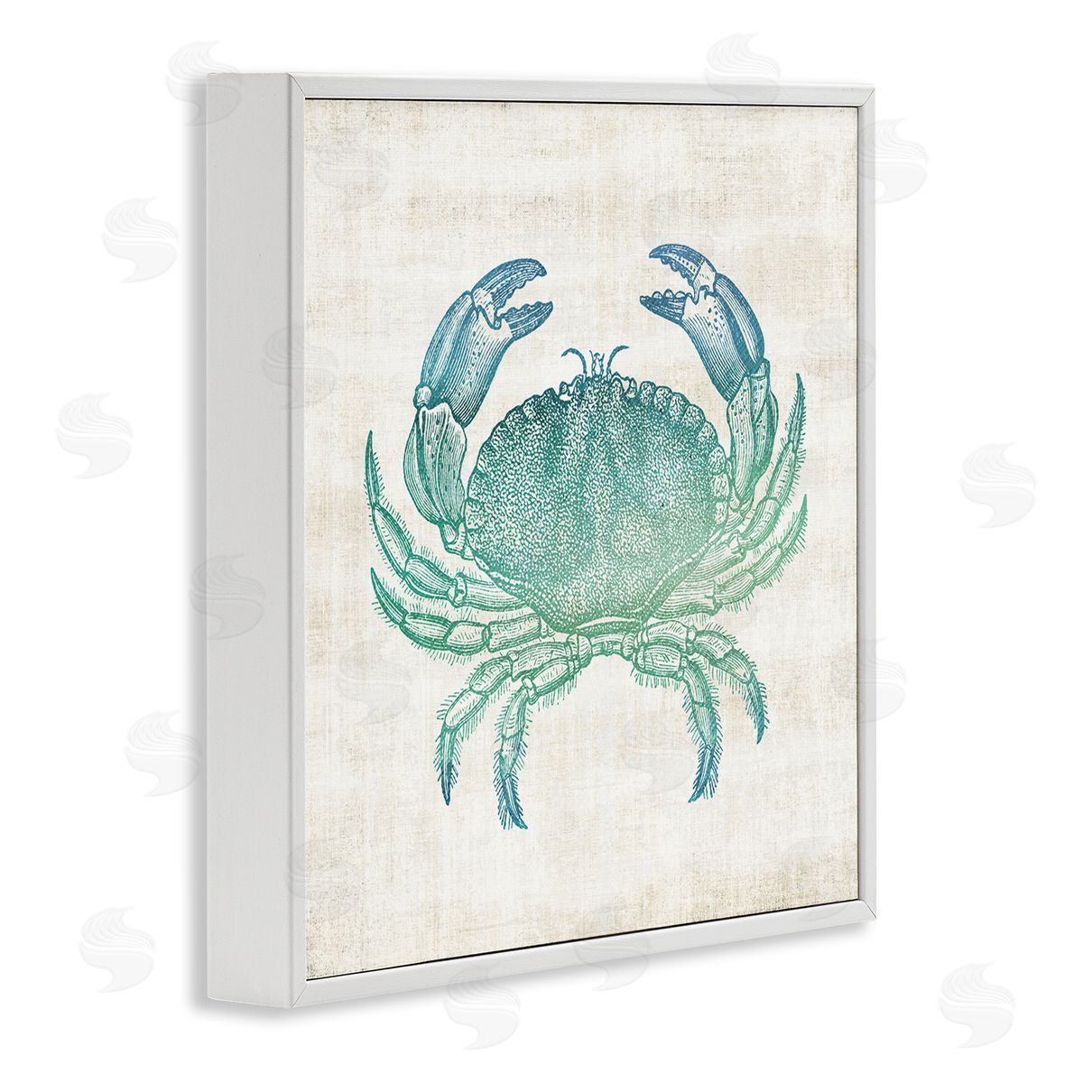 Ombre Crab Impression White Frame Print Wall Art, Home Decor by Susan Arnot