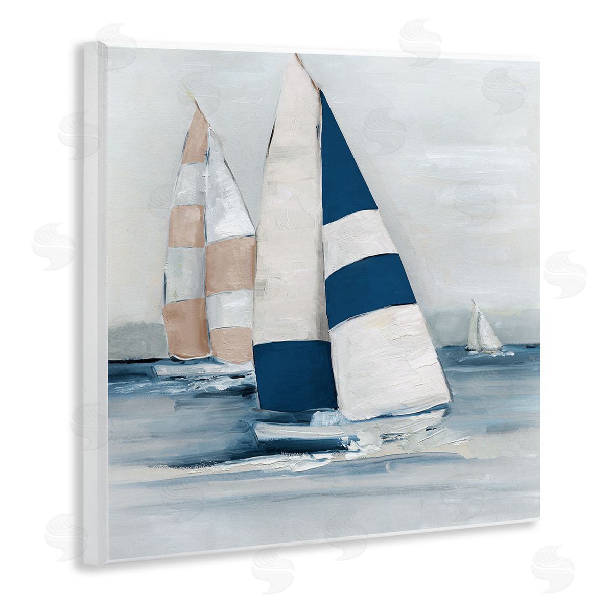Striped Sailboat Voyage Wood Plaque Wall Art, Home Decor by Sally Swatland