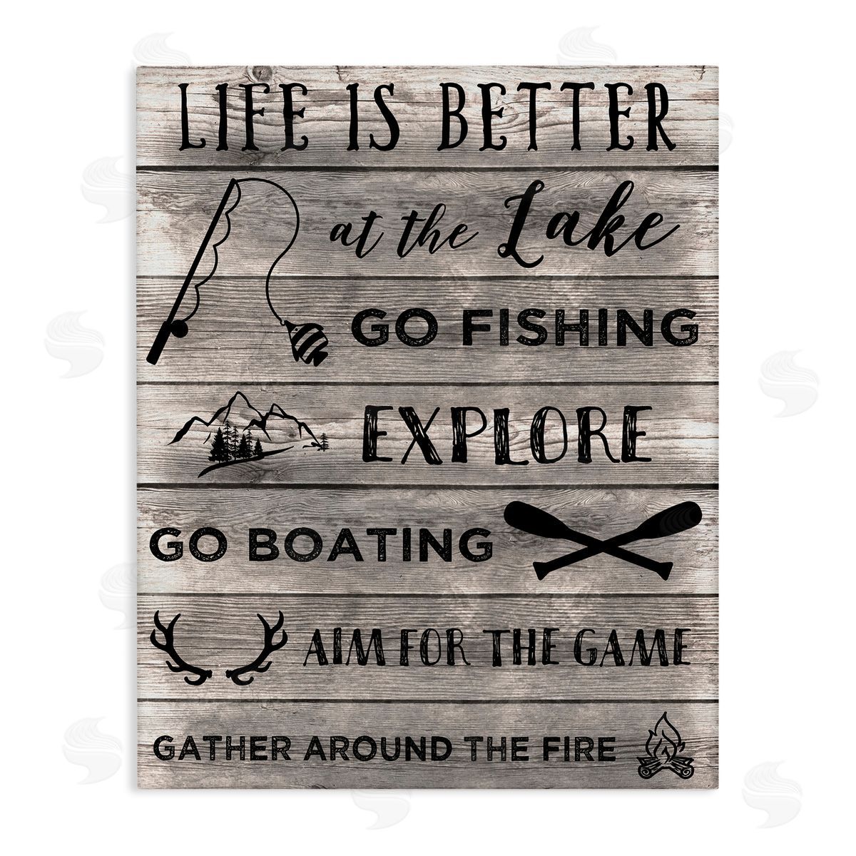 Lake Activities & Phrases Canvas Wall Art, Home Decor by CAD Designs