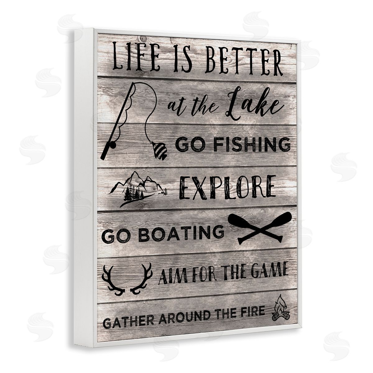 Lake Activities & Phrases White Frame Print Wall Art, Home Decor by CAD Designs