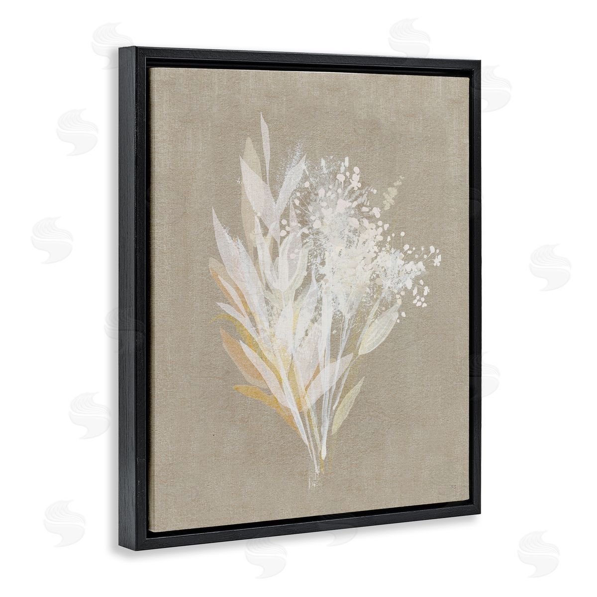 Natural Herb Impression Black Floating Frame Canvas Wall Art, Home Decor by Susan Jill
