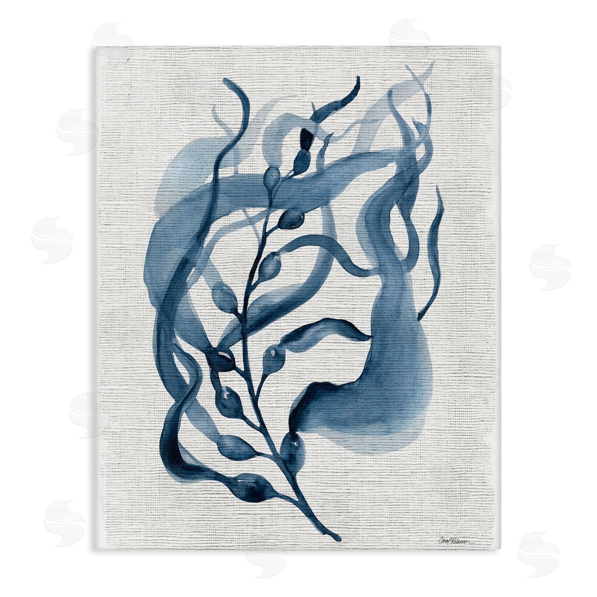 Fluid Blue Herb Leaf Canvas Wall Art, Home Decor by Carol Robinson