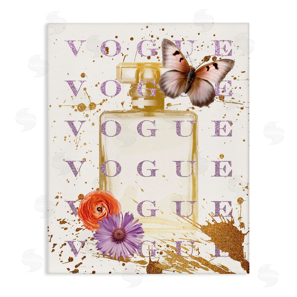 Butterfly & Floral Perfume Canvas Wall Art, Home Decor by Susan Arnot