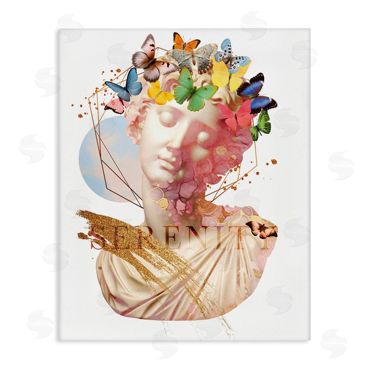 Serenity Statue Collage Canvas Wall Art, Home Decor by Susan Arnot