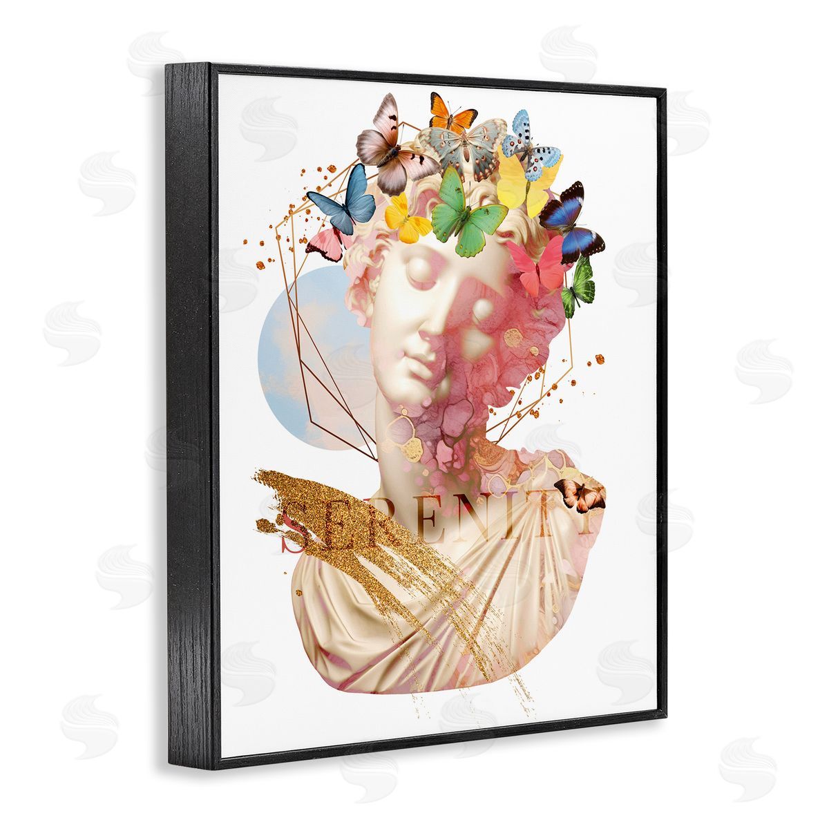 Serenity Statue Collage Black Frame Print Wall Art, Home Decor by Susan Arnot