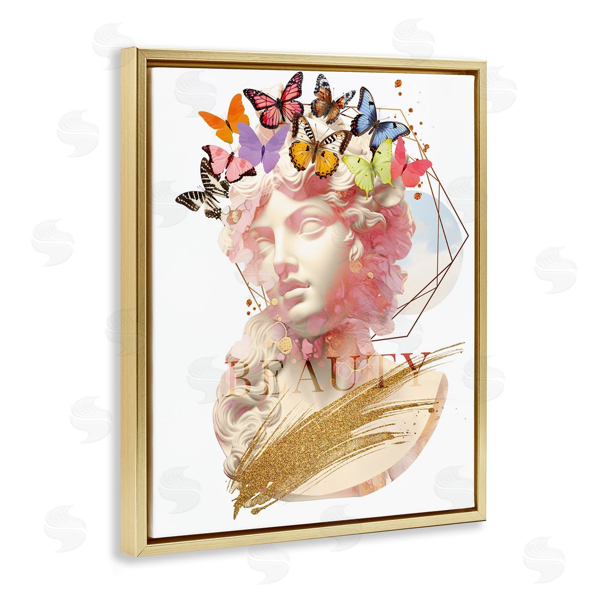 Beauty Statue Portrait Gold Floating Frame Canvas Wall Art, Home Decor by Susan Arnot