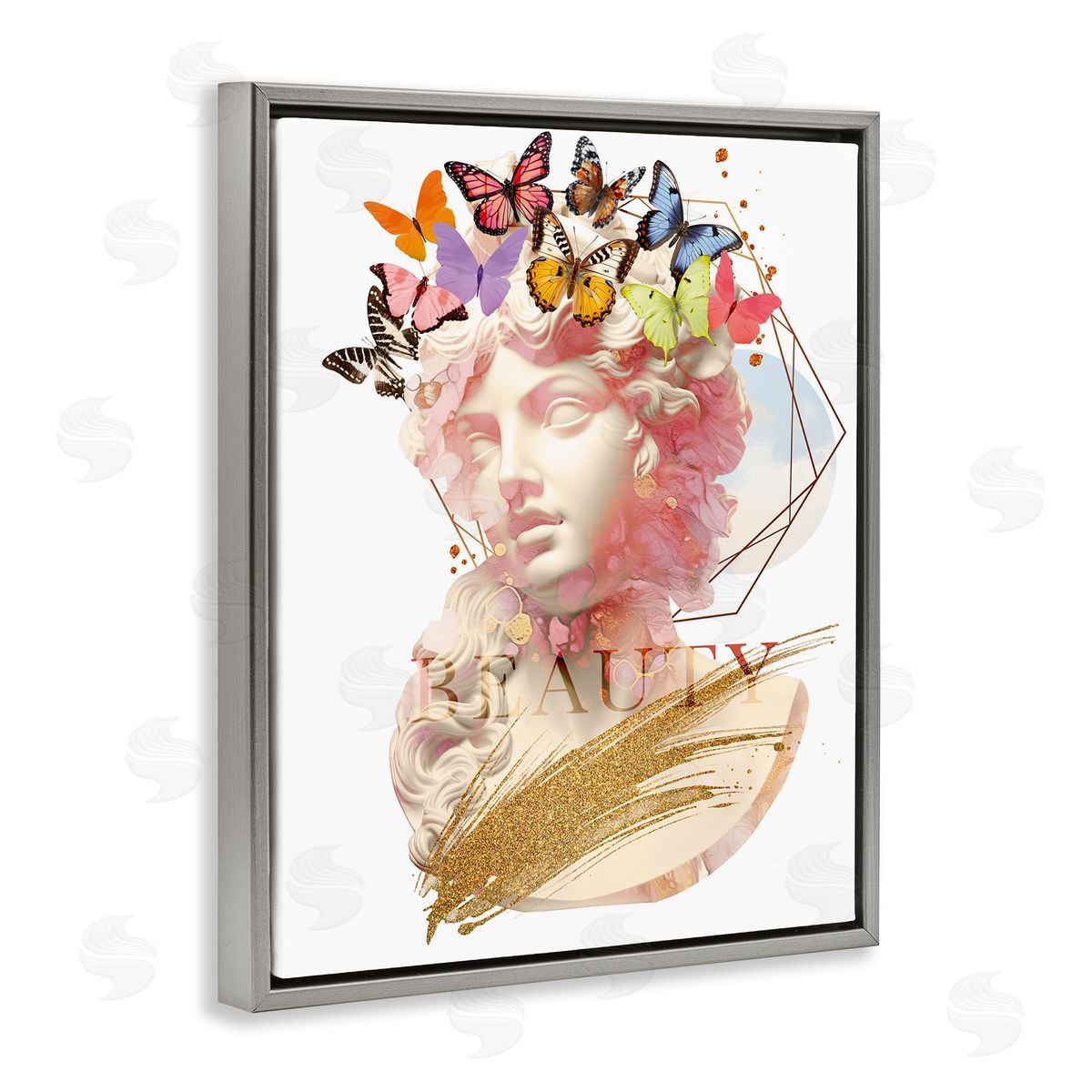 Beauty Statue Portrait Grey Floating Frame Canvas Wall Art, Home Decor by Susan Arnot