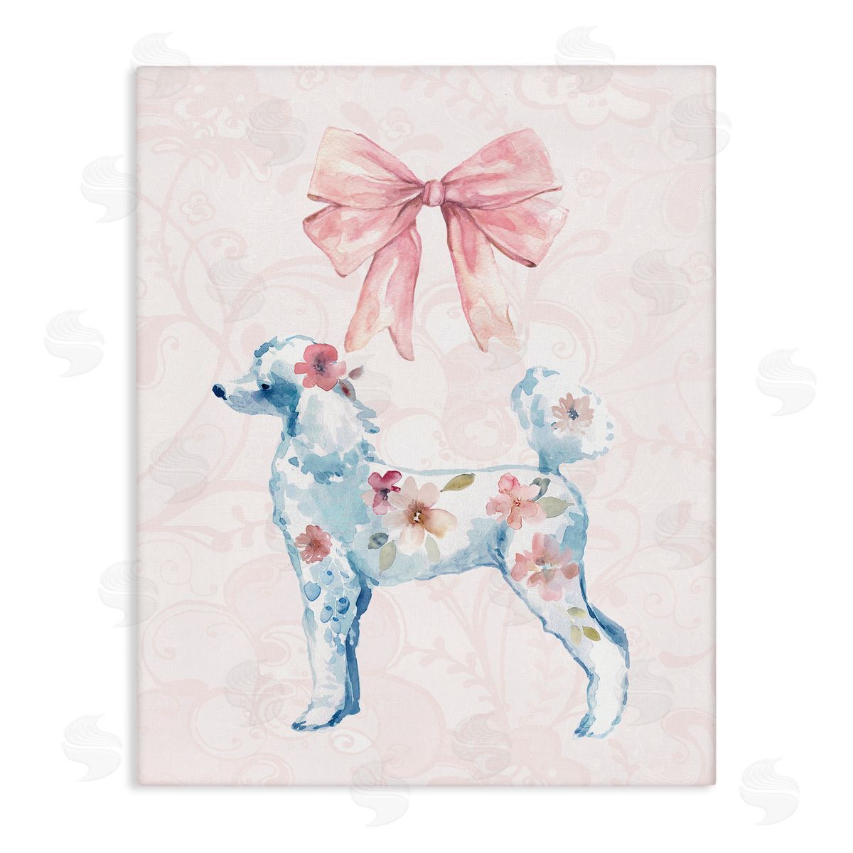 Pastel Floral Dog Canvas Wall Art, Home Decor by Carol Robinson