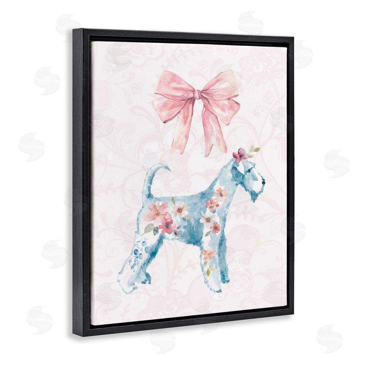 Pastel Dog Glam Details Black Floating Frame Canvas Wall Art, Home Decor by Carol Robinson