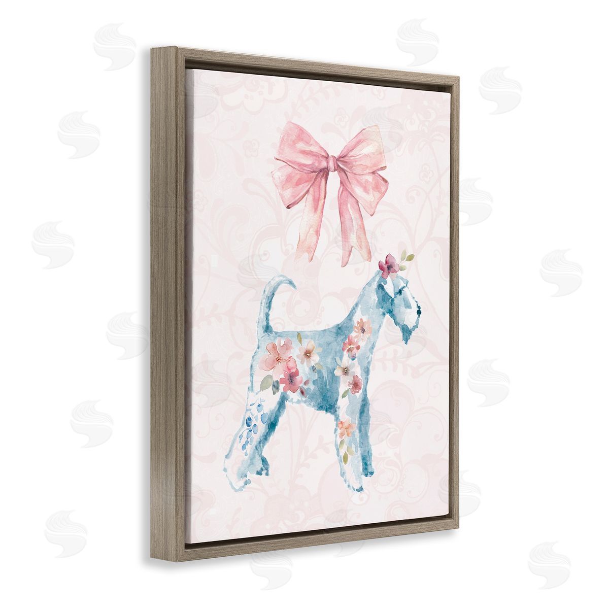 Pastel Dog Glam Details Brown Floating Frame Canvas Wall Art, Home Decor by Carol Robinson
