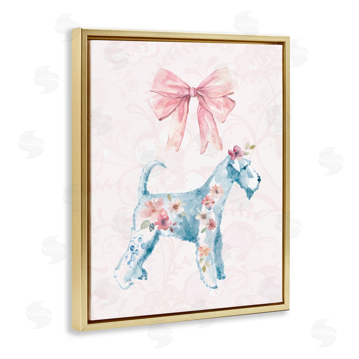Pastel Dog Glam Details Gold Floating Frame Canvas Wall Art, Home Decor by Carol Robinson