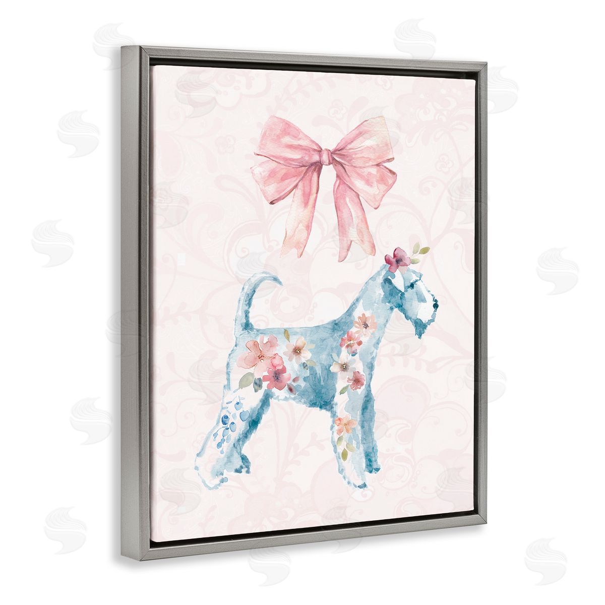 Pastel Dog Glam Details Grey Floating Frame Canvas Wall Art, Home Decor by Carol Robinson