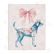 Carol Robinson | Floral Dog with Pink Ribbon