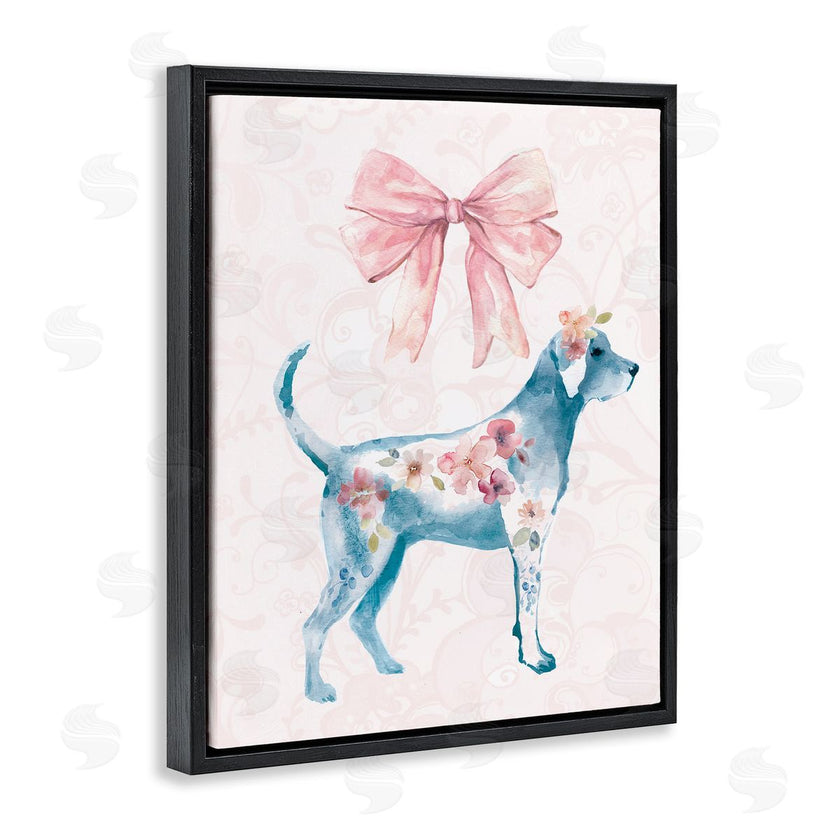 Carol Robinson | Floral Dog with Pink Ribbon