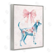 Carol Robinson | Floral Dog with Pink Ribbon