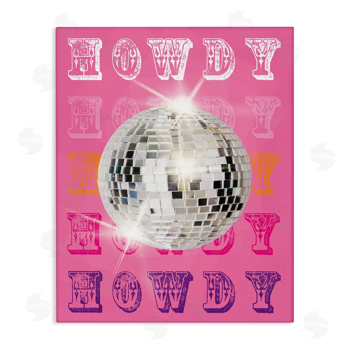 Howdy Retro Disco Ball Canvas Wall Art, Home Decor by Susan Arnot