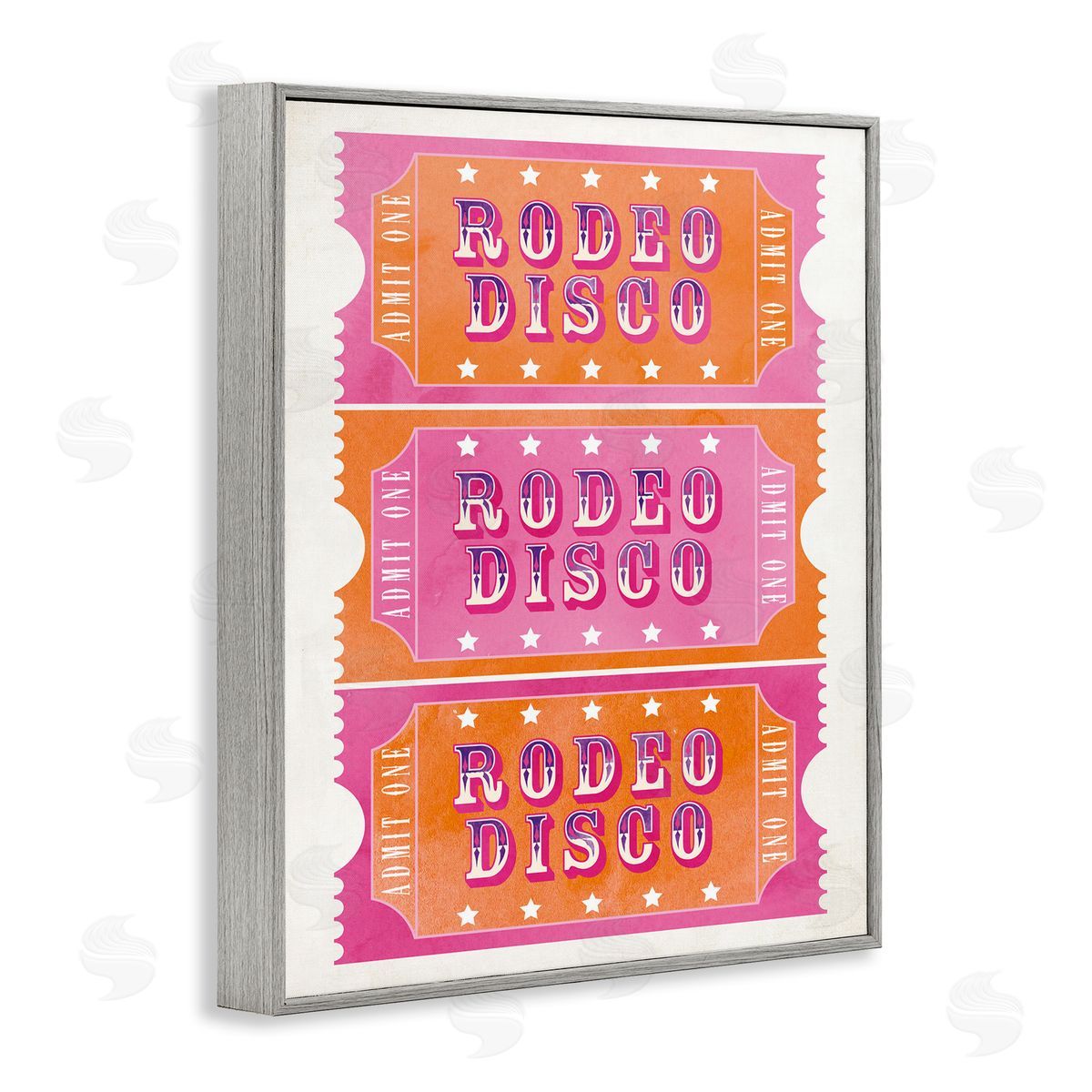 Rodeo Disco Ticket Stubs Grey Frame Print Wall Art, Home Decor by Susan Arnot