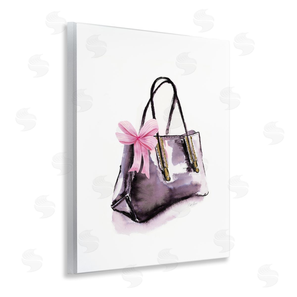 Luxe Purse with Ribbon Wood Plaque Wall Art, Home Decor by Stella Chang