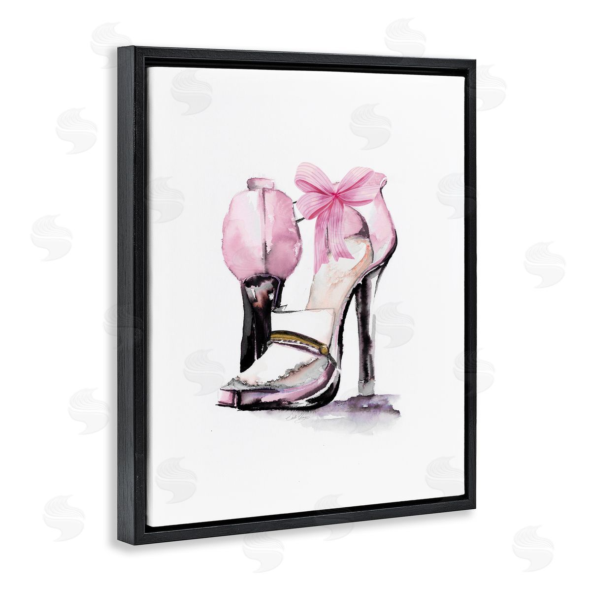 Pastel Pink Luxe Heels Black Floating Frame Canvas Wall Art, Home Decor by Stella Chang