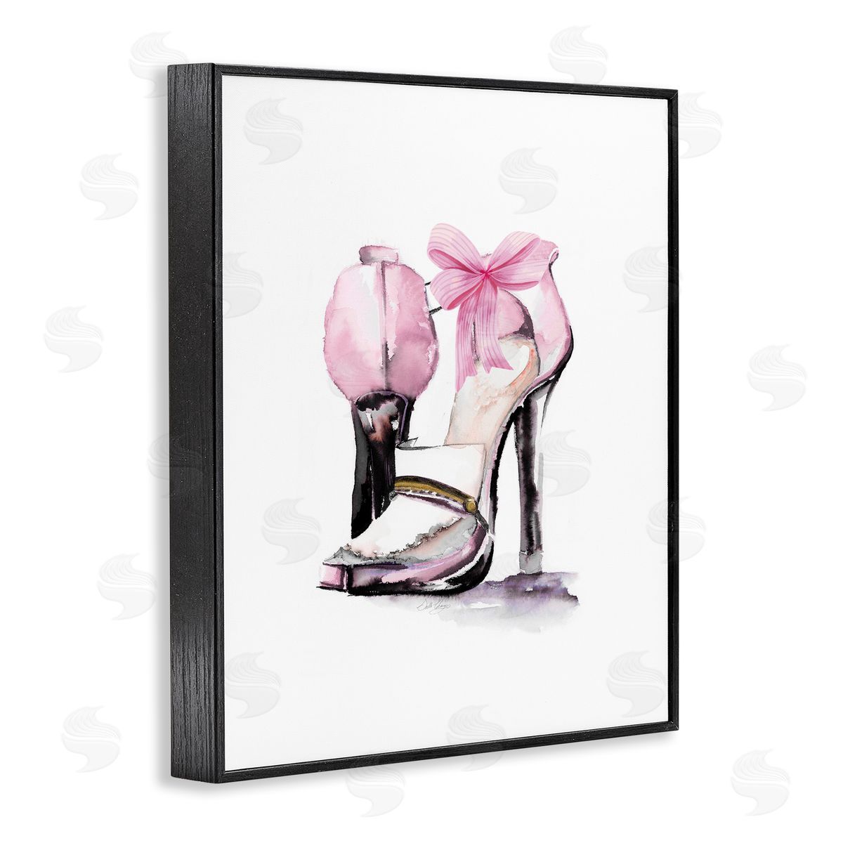Pastel Pink Luxe Heels Black Frame Print Wall Art, Home Decor by Stella Chang