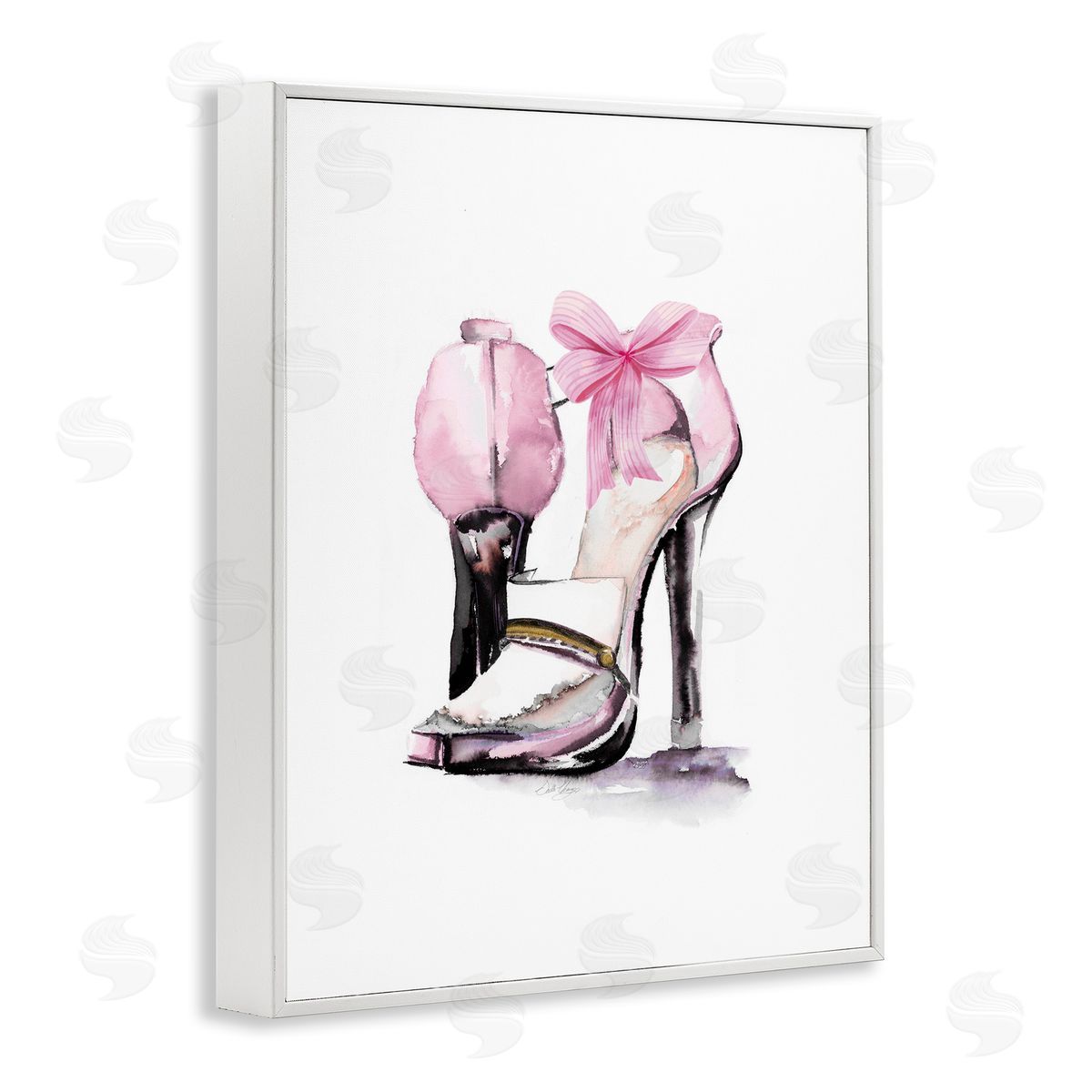 Pastel Pink Luxe Heels White Frame Print Wall Art, Home Decor by Stella Chang